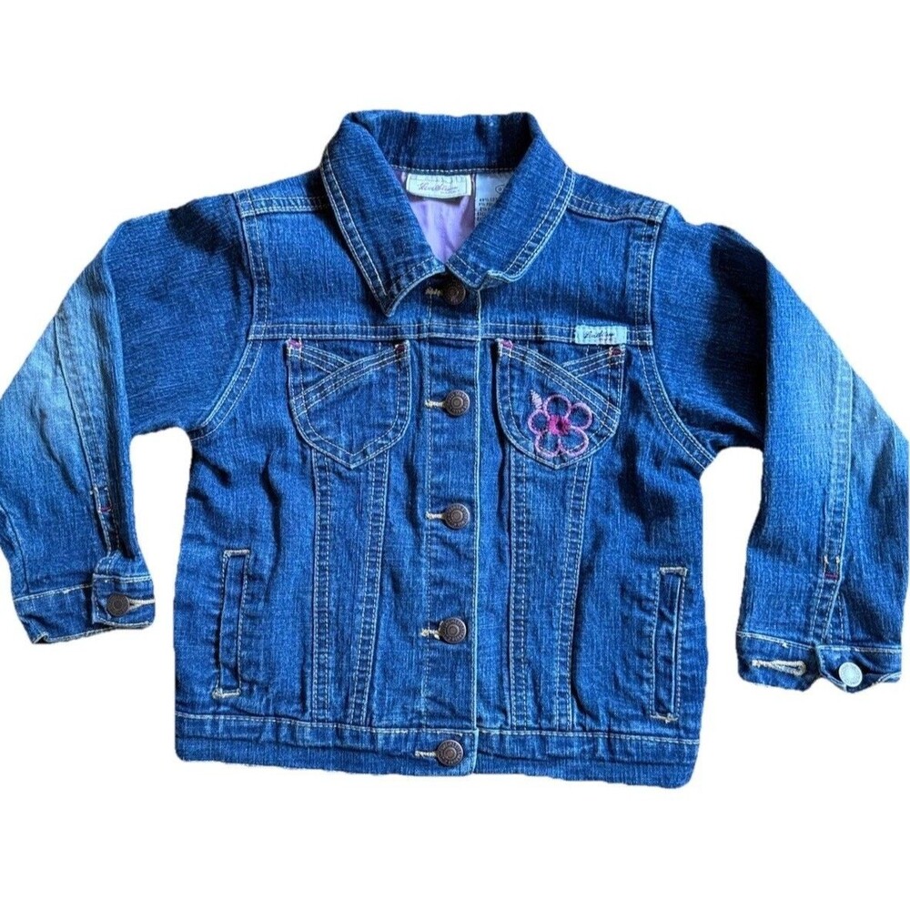 Levi’s Strauss Girls Denim Jacket 3T Blue Jean Jacket Embroidered Flower